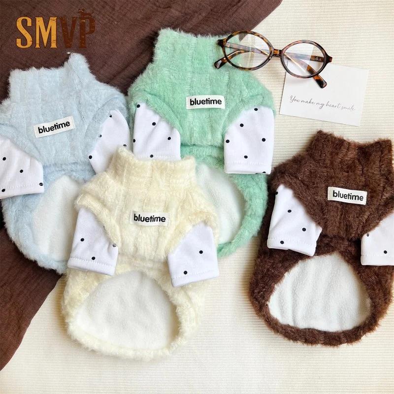 vetements-d'hiver-chauds-en-polaire-pour-chien-costume-mignon-a-pois-et-col-montant-ensemble-doux-en-peluche-pour-chiot-et-chaton-pull-pour-chien