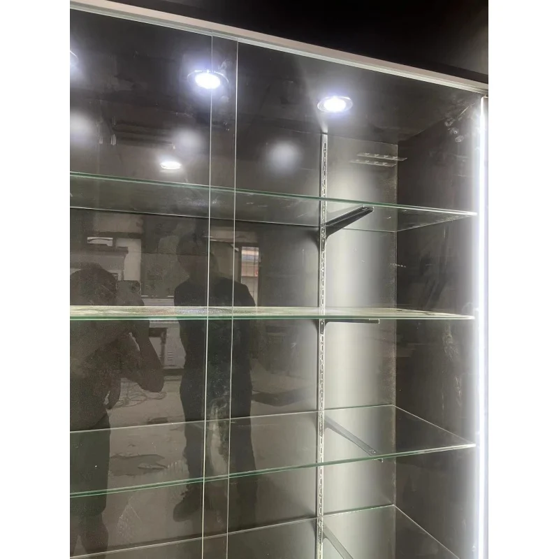 Benutzer definierte, Holzglas Vitrinen Einzelhandel geschäft Glas Vitrine abschließbare Wand Display mit LED-Licht