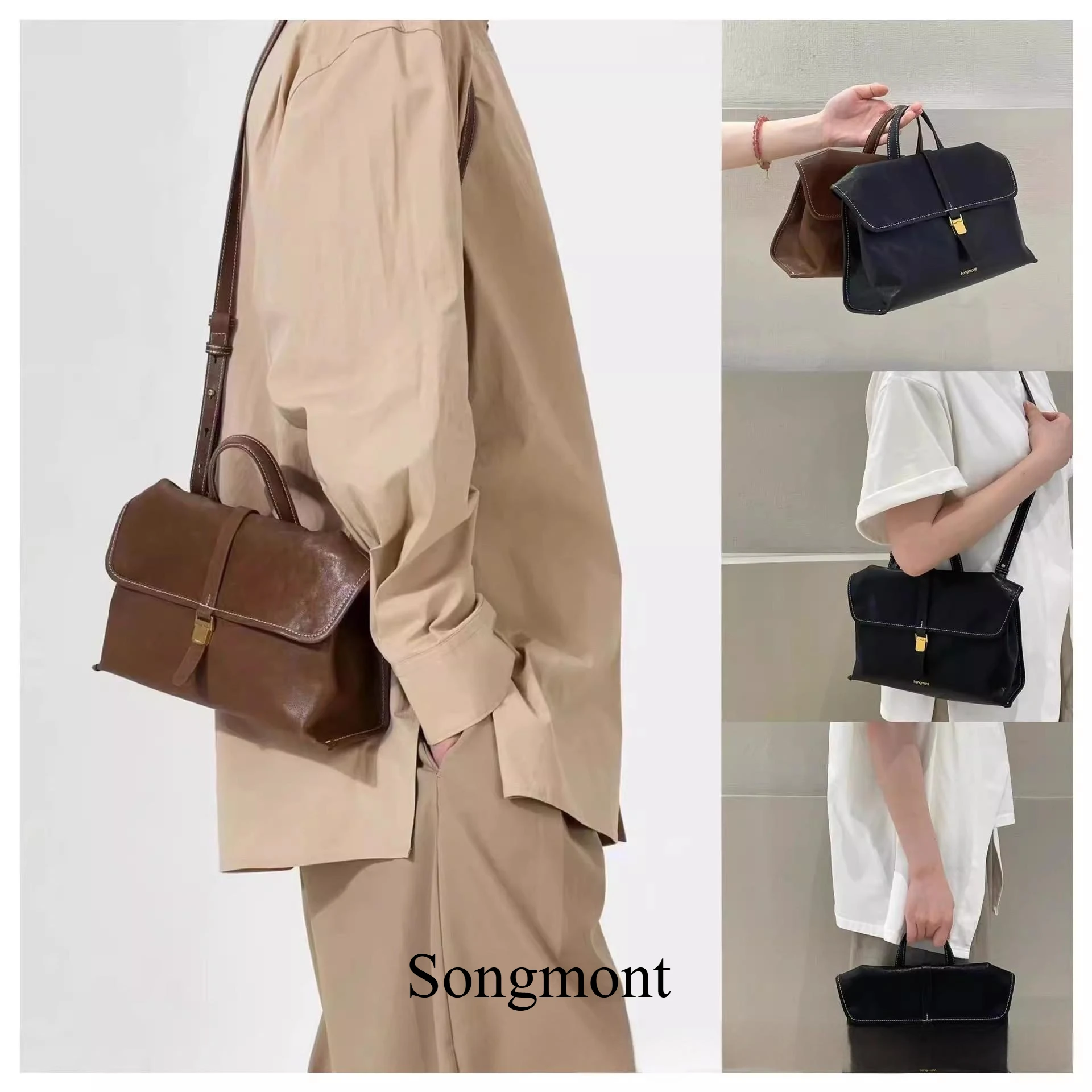 

Songmont Mountain Series Traveling Small Shoulder Bag with Vegetable Tanned Leather Vintage Shoulder Bag, Handbag