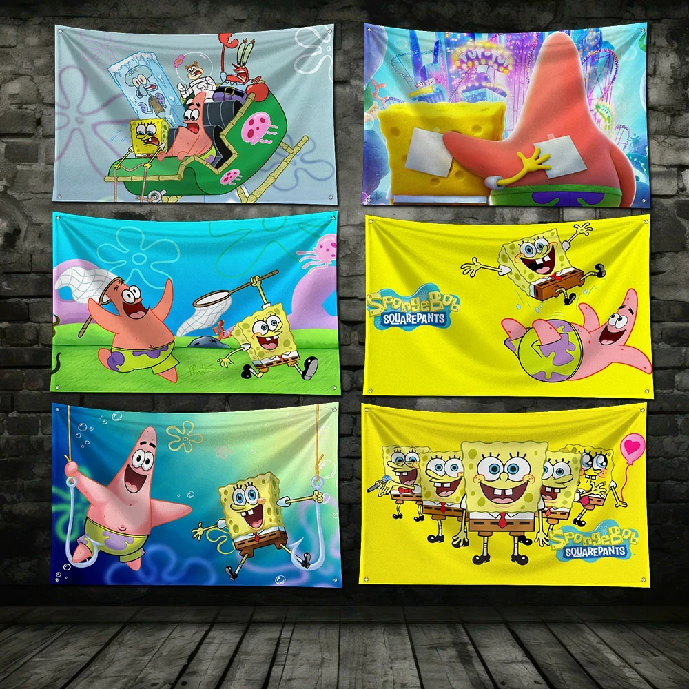 

3x5 Ft S-SpongeBobs Rovers Racing Flag Polyester Printed Cars Flags for Room Garage Decor