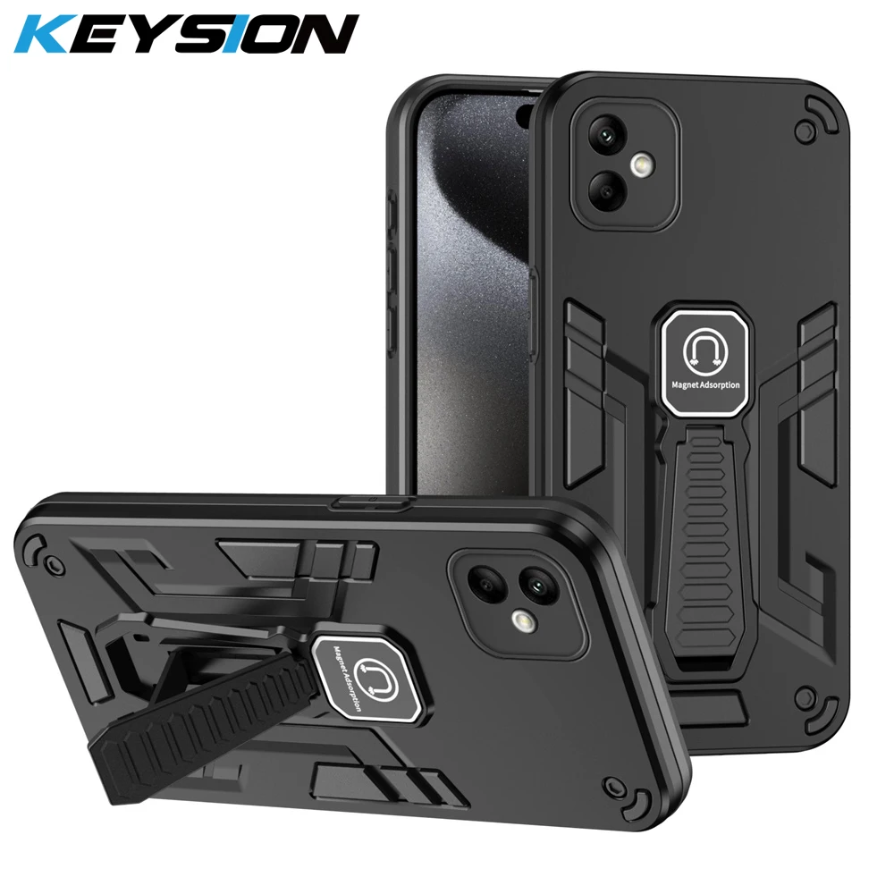 Custodia antiurto per armatura KEYSION per Samsung A05 A04 A04e A03 Core A51 Cover posteriore per telefono con cavalletto in Silicone + PC per Galaxy M04 M53 5G