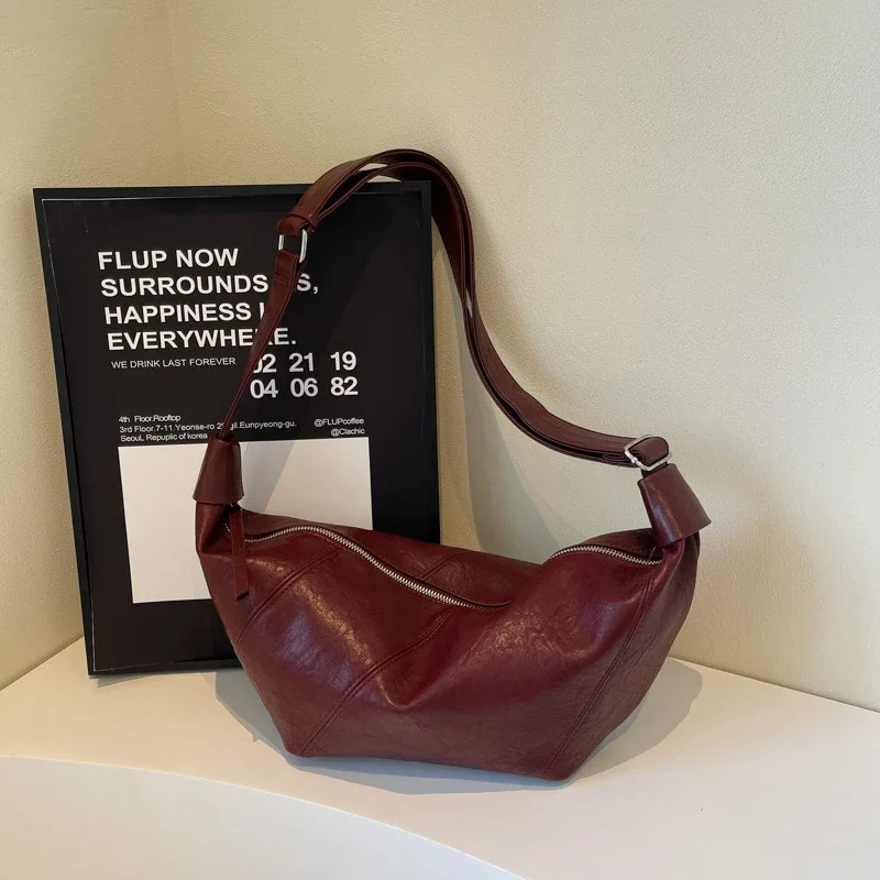 بولي PU سعة كبيرة 2025 رائجة البيع حقيبة كتف هوبوس بلون الخياطة الموضوع سستة العصرية موضة حقيبة كروسبودي حقيبة يد ناعمة #2