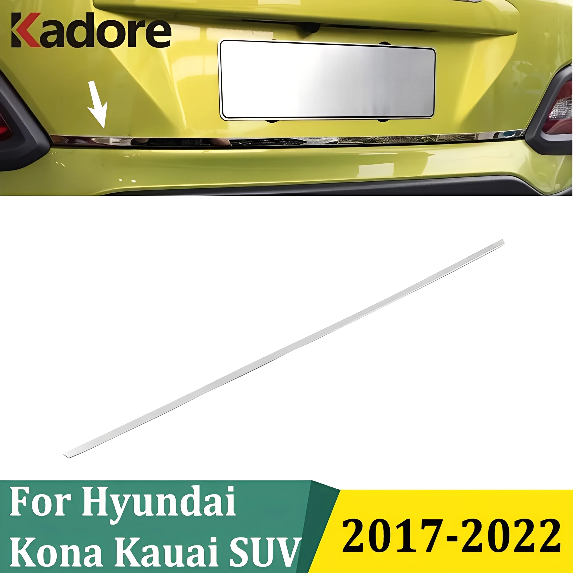 ل هيونداي كونا Encino Kauai SUV 2017-2020 الفولاذ المقاوم للصدأ الخلفية غطاء صندوق السيارة غطاء تريم الذيل بوابة أسفل قطاع سيارة اكسسوارات