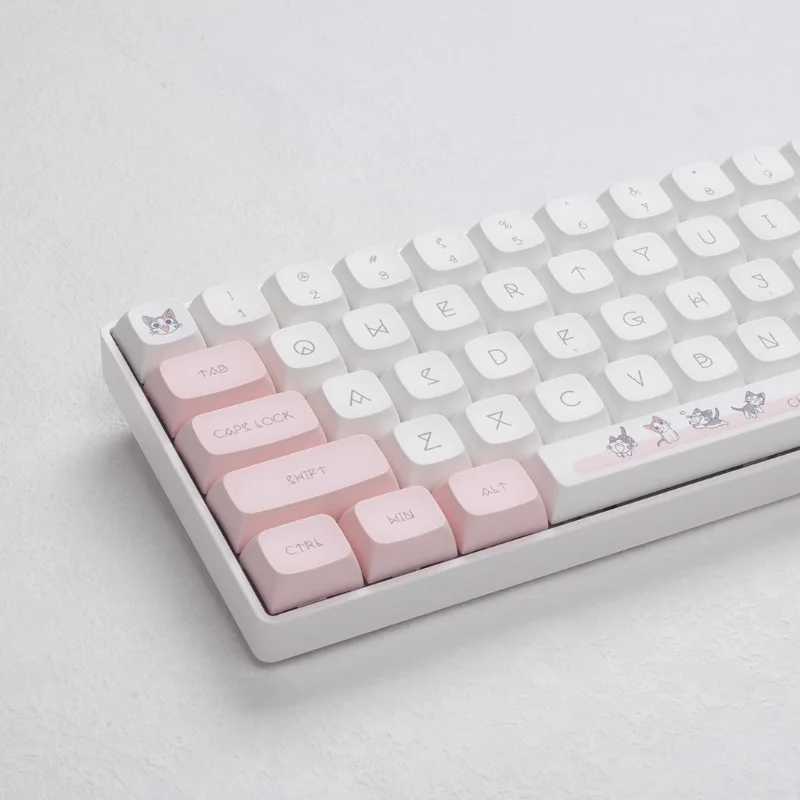 Cat Themed Keycap Mechanical Keyboard Can Be Used With Pbt Heat Sublimation Xda Hight Cute Cat Claws White Pink Series Send Girl