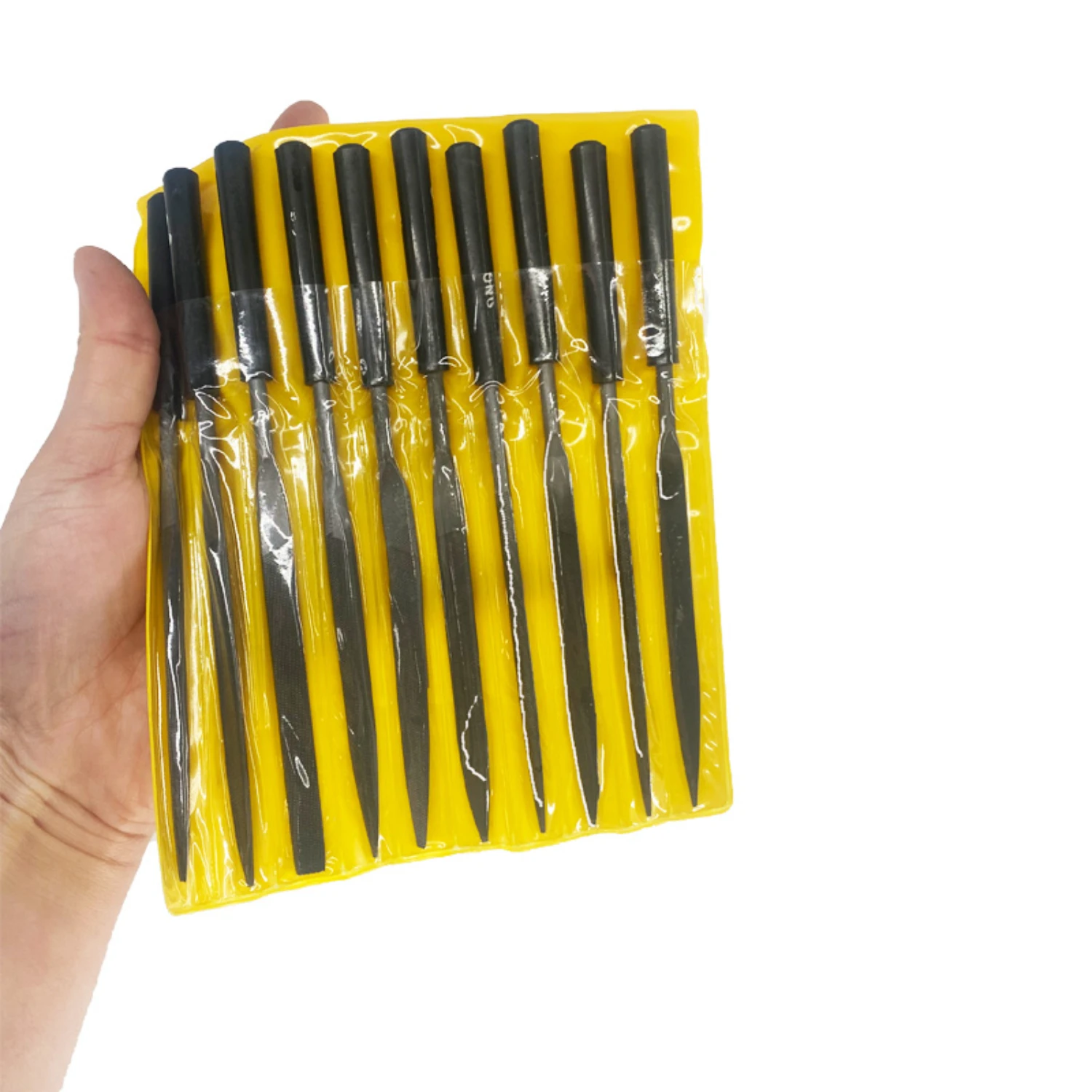 Durable Set of 10 Small High-Quality Mixed File Pieces with Plastic Handle for Precise Shaping and Triangular Polishing - Includ