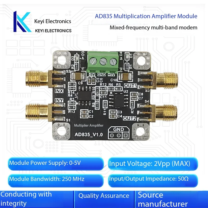 AD835 Analog Quadrant Multiplier, Mixer Module for Wideband Modulation & Demodulation with Post-Amp