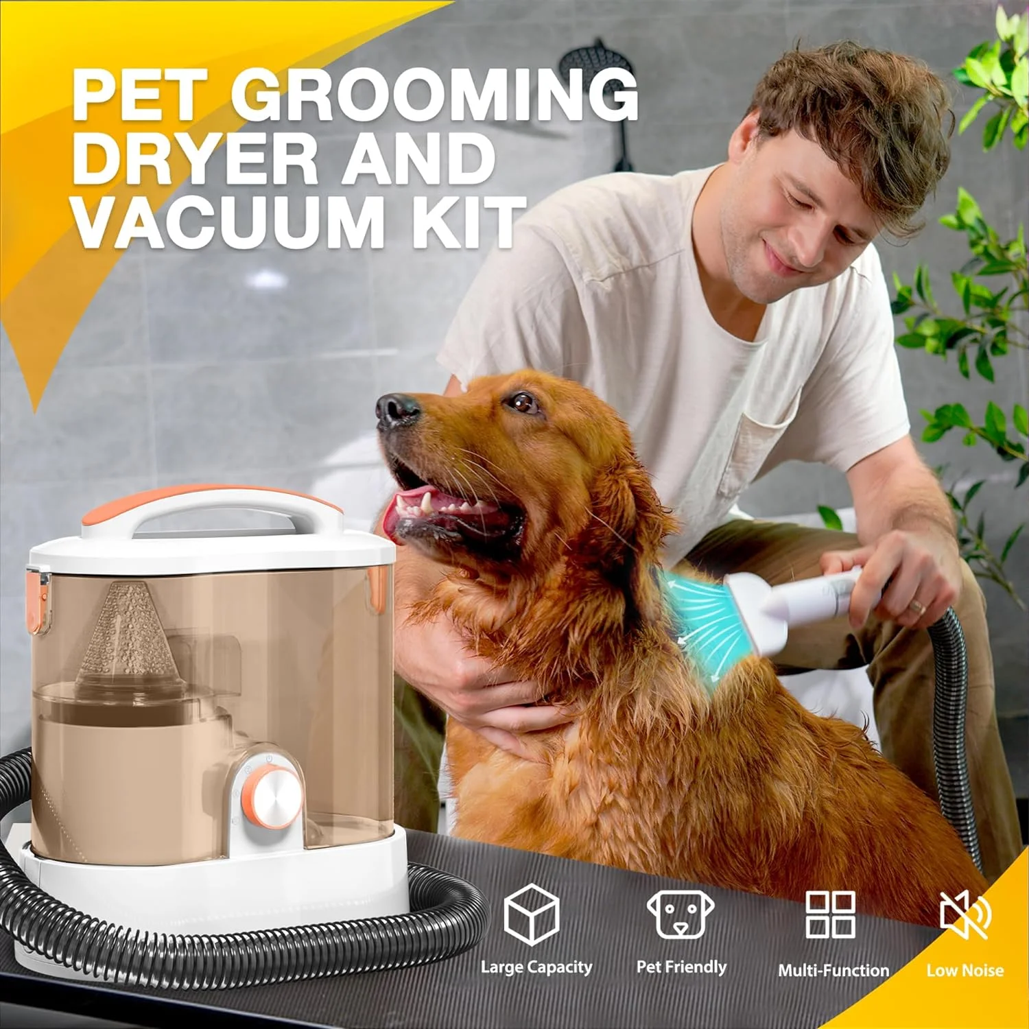 Dog Grooming Vacuum & Pet Grooming Kit with 3.3L Capacity Larger Pet Hair Dust Cup Dog Brush Vacuum for Pet Hair Vacuum Cleaner