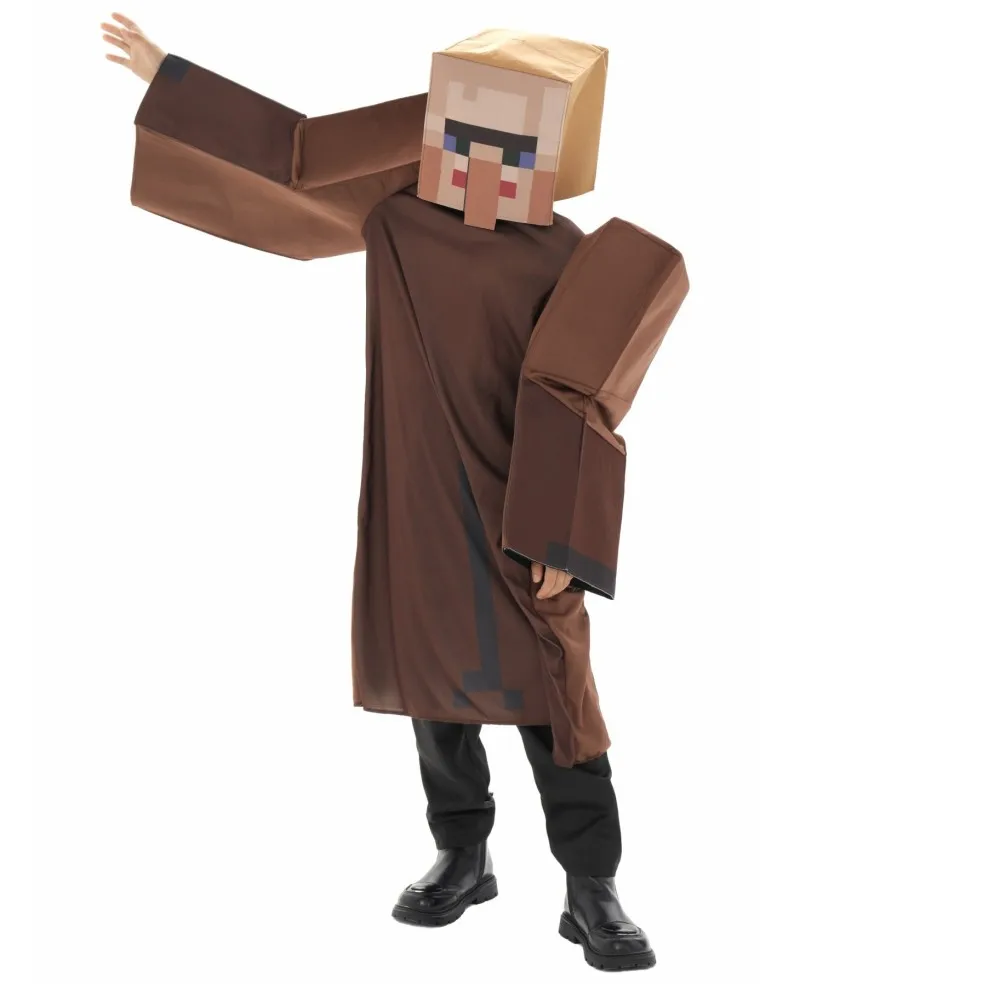 Disfraz de aldeano artesanal para niños, mono de fiesta de Cosplay para Halloween, mono divertido de mina