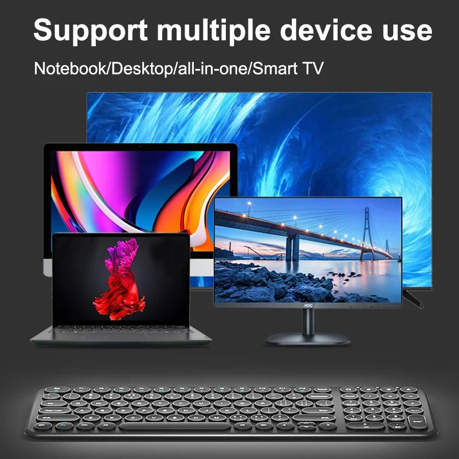Imagem -05 - Teclado e Mouse Silenciosos sem Fio para Jogos Keycap Redondo Macbook pc Gamer Computer Laptop 2.4g