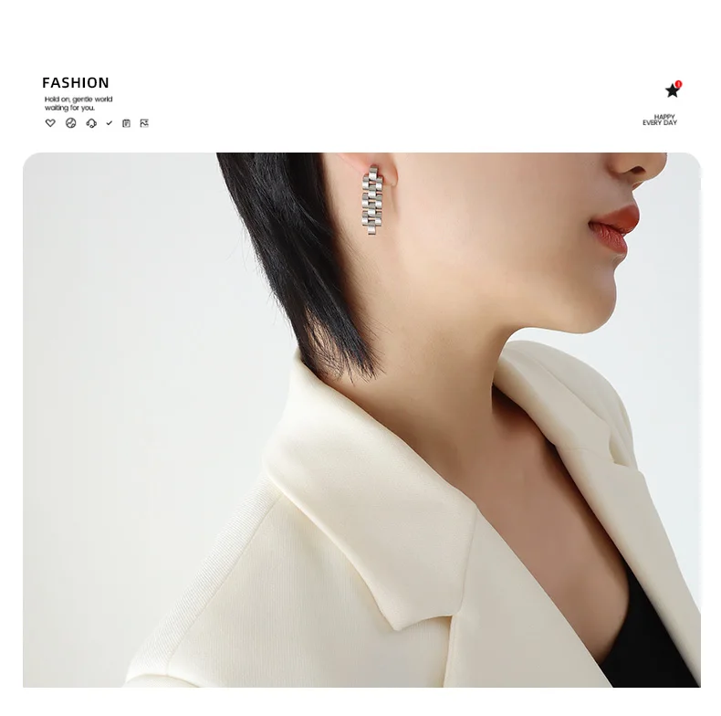 Uhr Kette Ohrringe Schmuck Edelstahl Ohrringe Kreative Schmuck Damen Mode Zubehör Persönlichkeit Trend Großhandel – Detail 4
