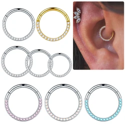 1PC 316L Stainless Steel 16G Nose Rings Hinged Segment Ear Cartilage Tragus Earrings Helix Hoops Septum Clicker Piercing Jewelry