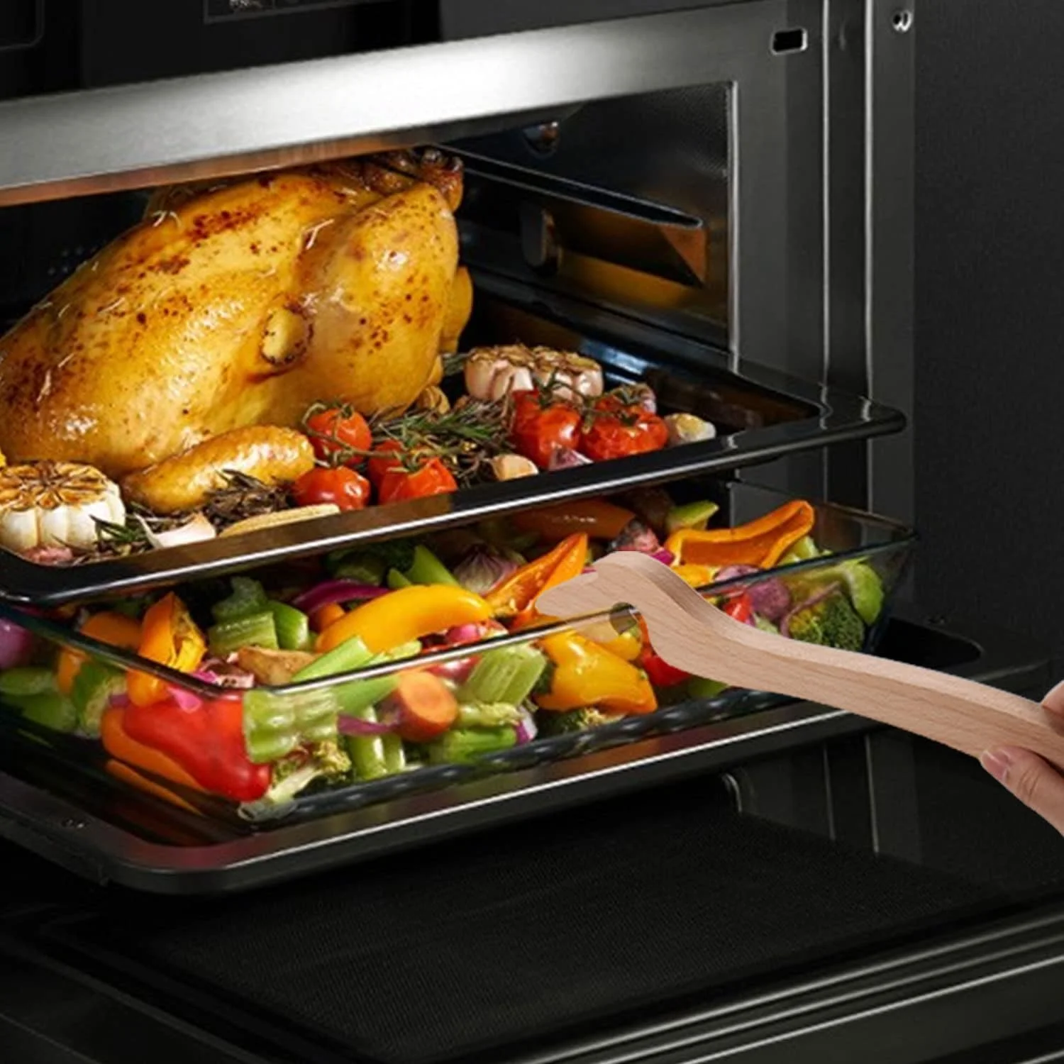 Деревянный съемник стойки для духовки, практичный съемник духовки, толкатель для духовки, инструмент для фритюрницы в духовке, предотвращает ожогов, прибор для выпечки