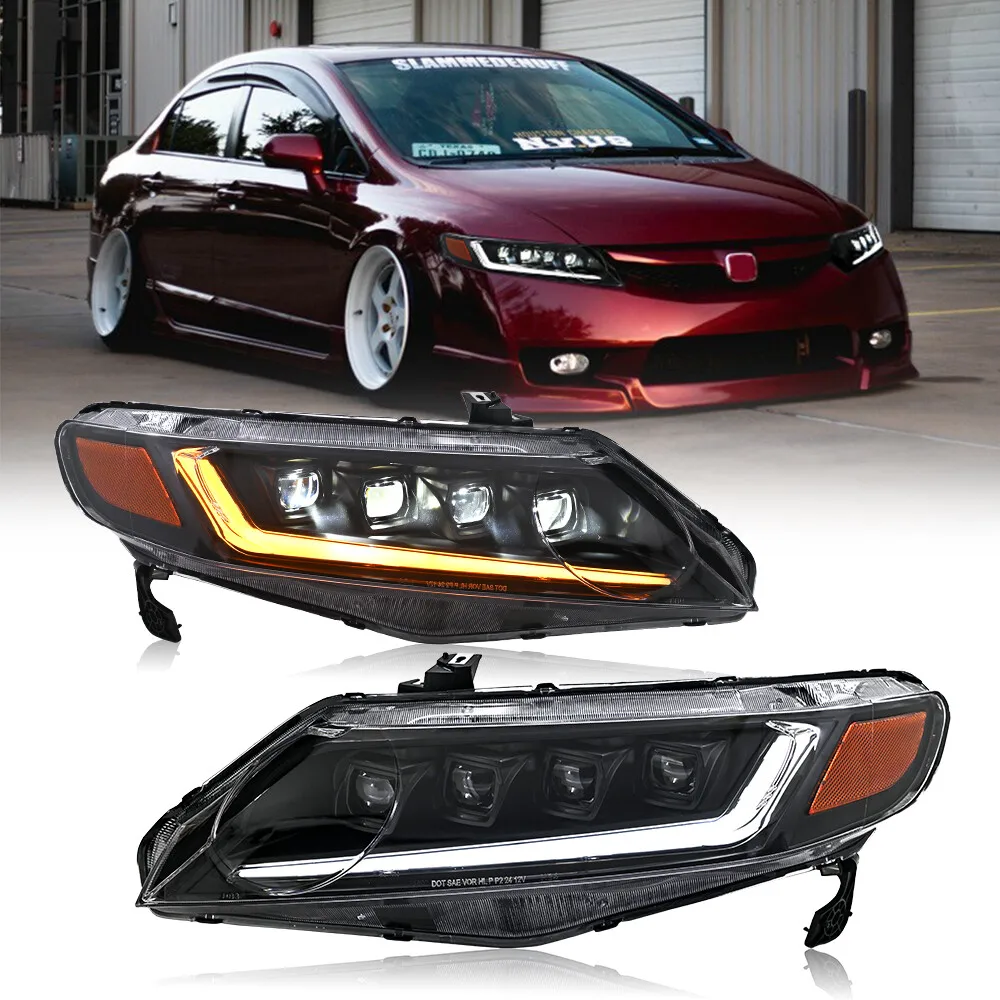 

1Pair Full LED Headlight For Honda Civic 4-door 2006-2011 Front Head Lamps Assembly DRL Headlamp Accessories
