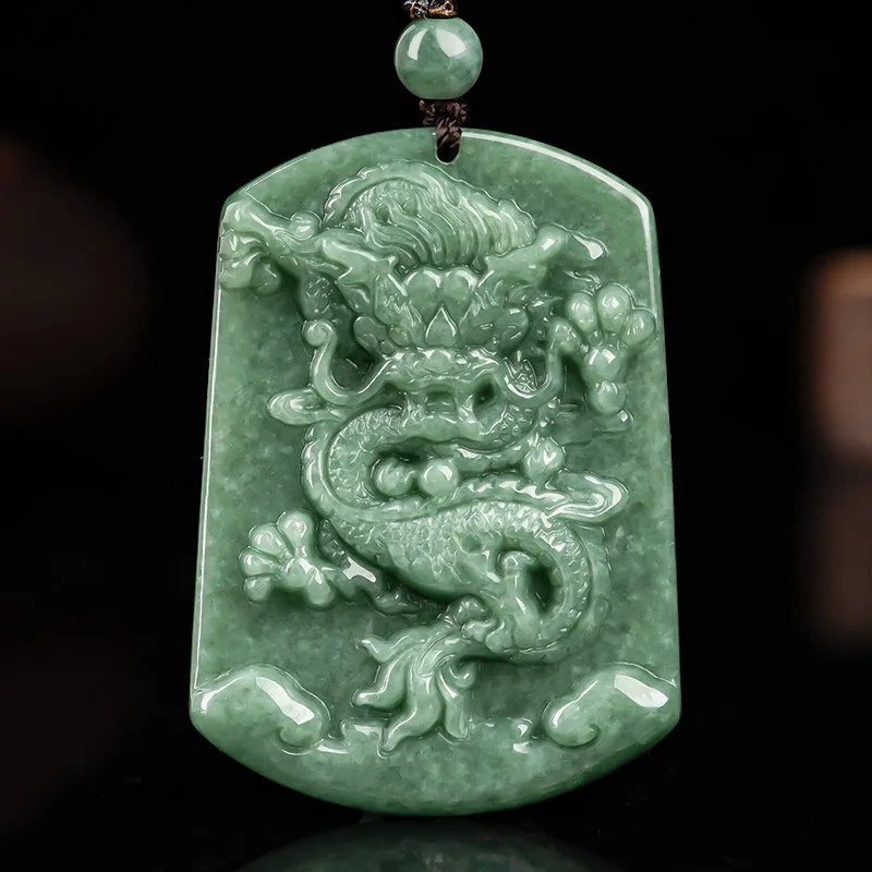 Natural A-grade Jade Bean Seed Mighty Zodiac Dragon Brand Jadeite Pendant For Men's Charms Women's Jewelry Wholesale Drop Ship