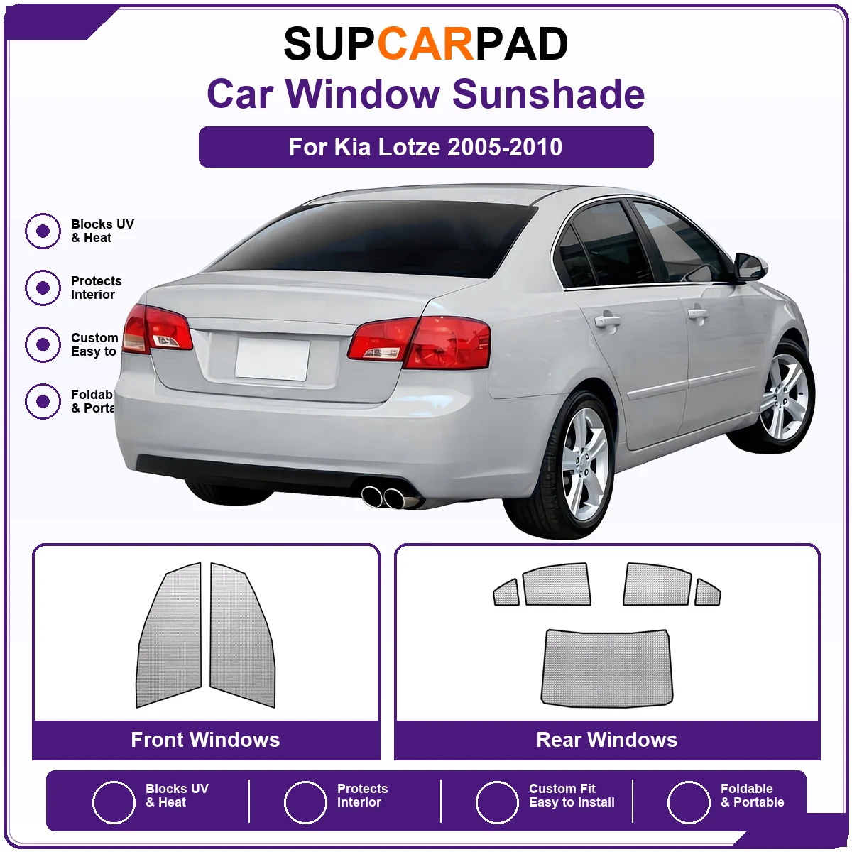 For Kia Lotze 2005-2010 Pre‑Cut Auto Window Sunshade Anti‑UV Car Sun Visor Protector