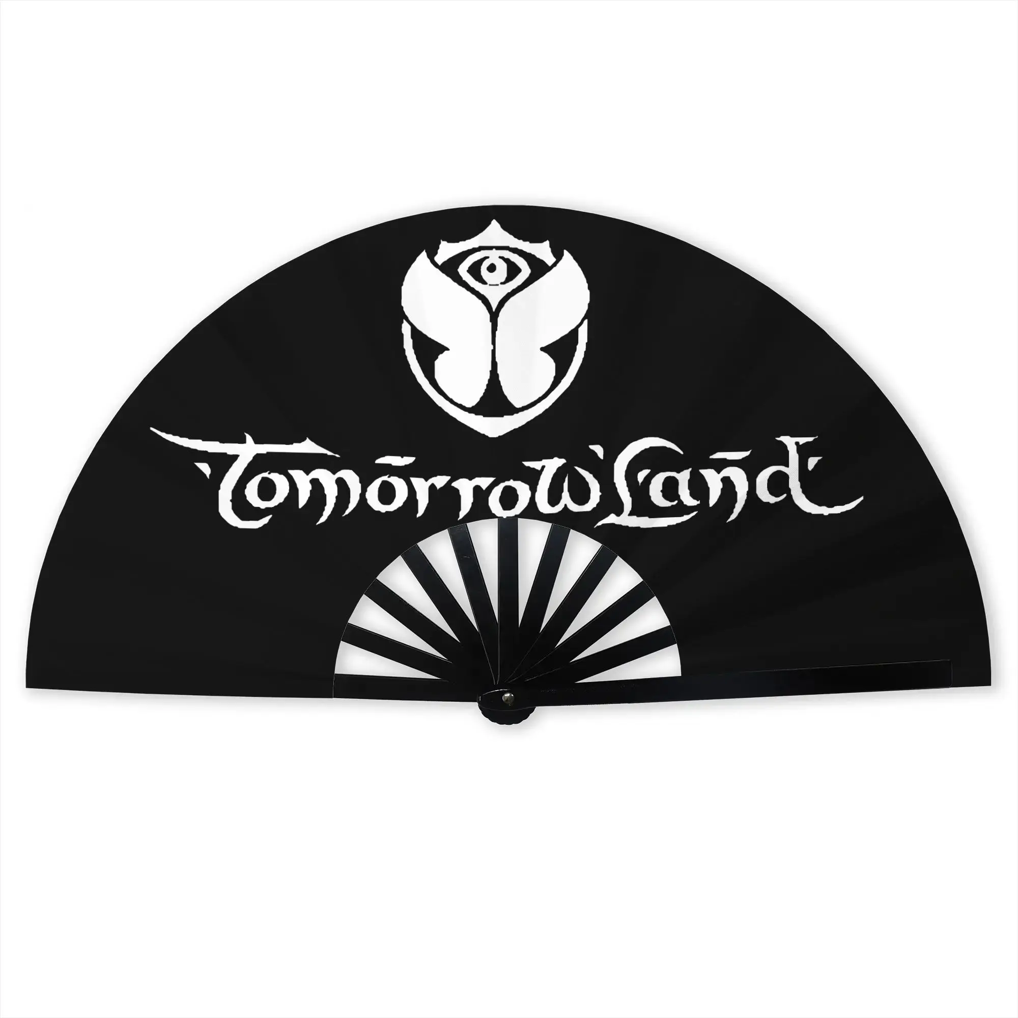 T-Tomorrowland Logo Folding Hand Fan Music Festival Polyester Fabric Fan Cool Summer Accessory Decorative Fans