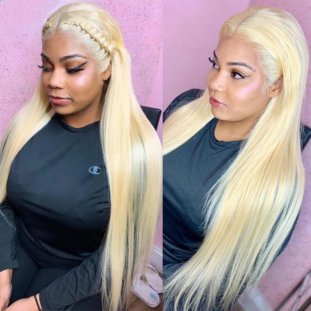 Honey Blonde Straight Lace Front Wig, perucas de cabelo humano, peruca brasileira T-Part, 13x4 HD Transparente Lace Frontal Peruca, 30 ", 613