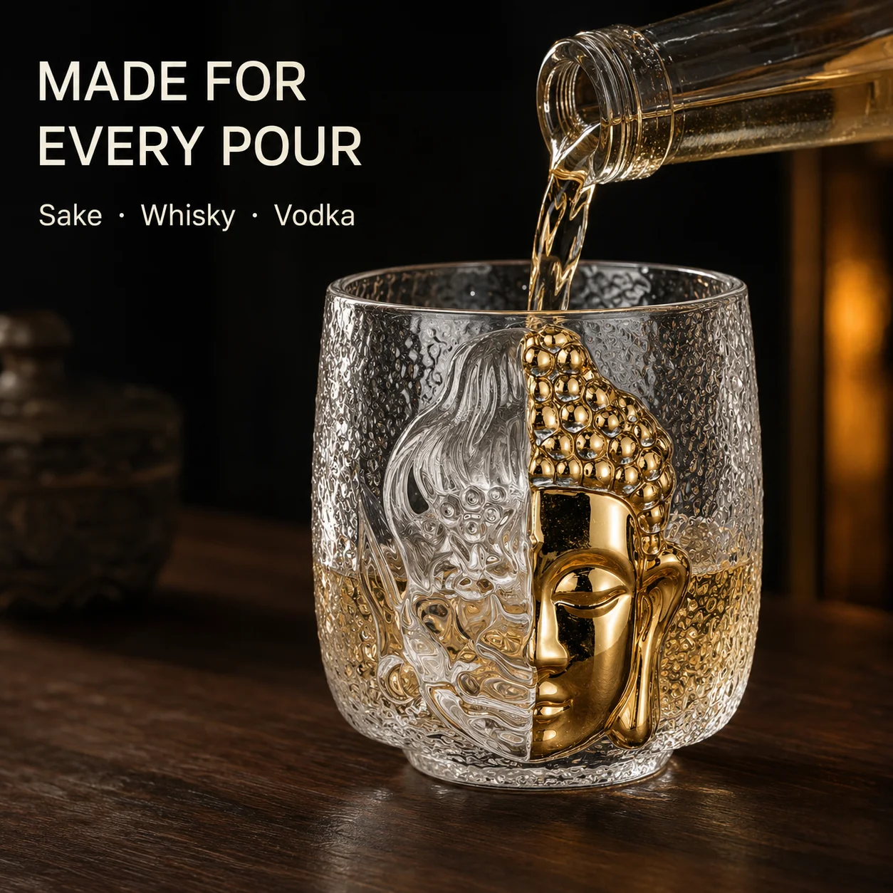 Buddhist Zen Devil Or Buddha 3D Relief Crystal Shot Glass Religion Azure Stone Sake Wine Cup Liquor Vodka Whisky Tumbler Teacup