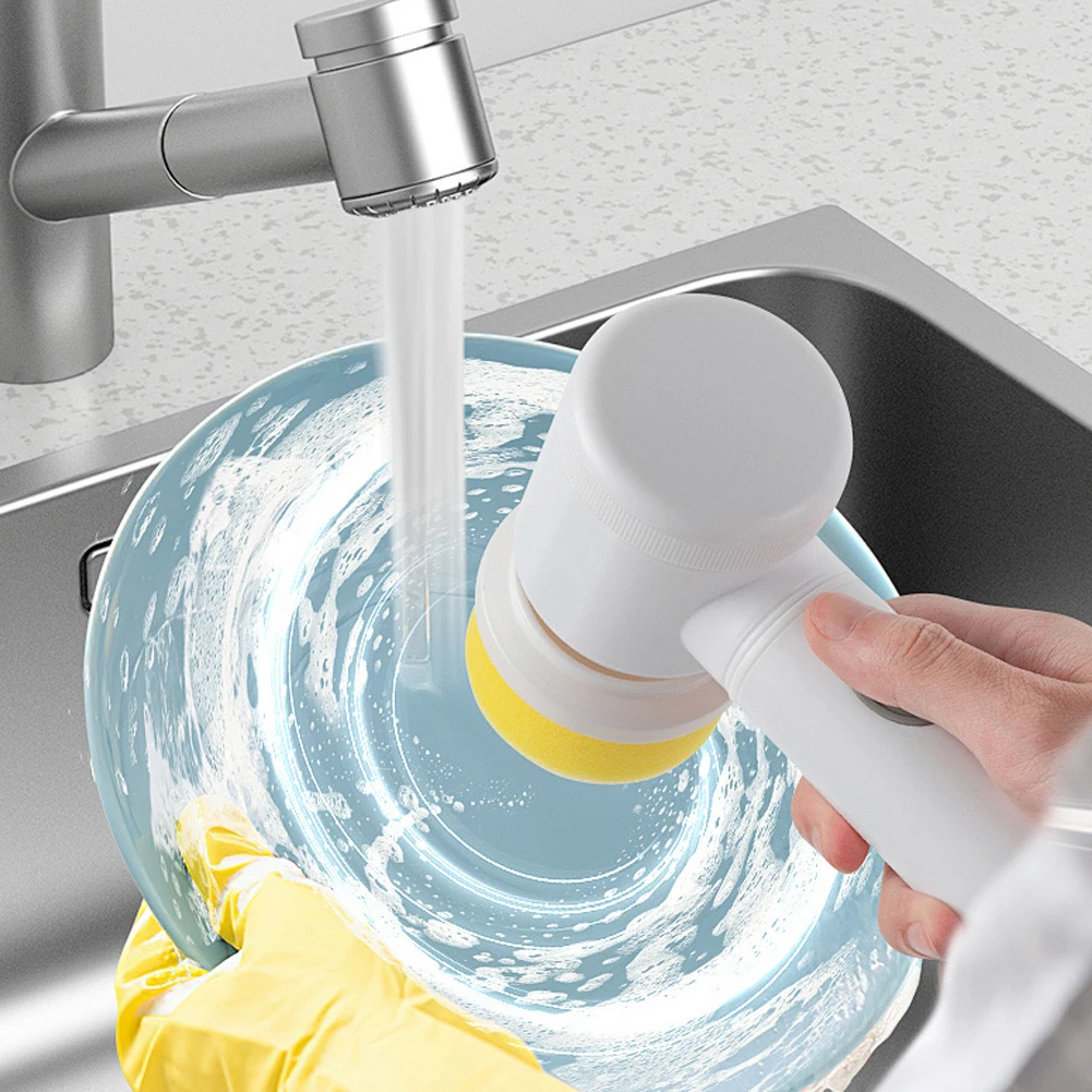 Car Electric Rotary Scrubber USB Rechargeable with 5/3 Brush Head Kitchen Dishwashing Brush Cordless Portable Scrub Brush