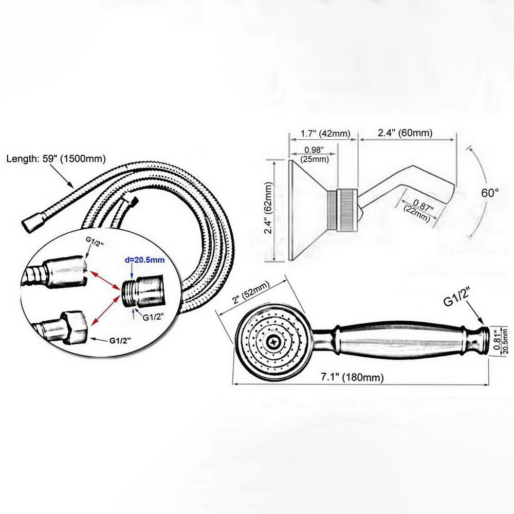 Antique Red Copper Brass Hand Held Shower Head Wall Holder Bracket 1.5M Hose Set Water Saving Bathroom Handheld Sprayer ahh128