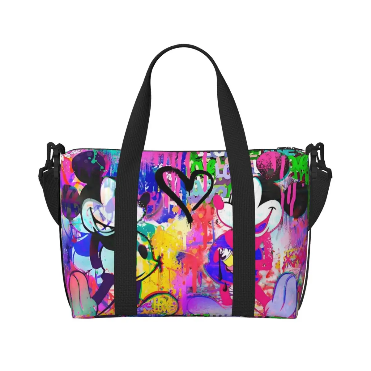 Custom Graffiti Minine Mouse Tote Bag Women Big Capacity Classic Cartoon Movie Beach Gym Travel Bags