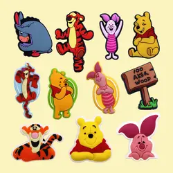 1pcs Original Winnie The Pooh Cartoon Accessories Shoe Charms Sandal Decoration Tigger Piglet PVC Clog Pins Buckle Friend Gifts