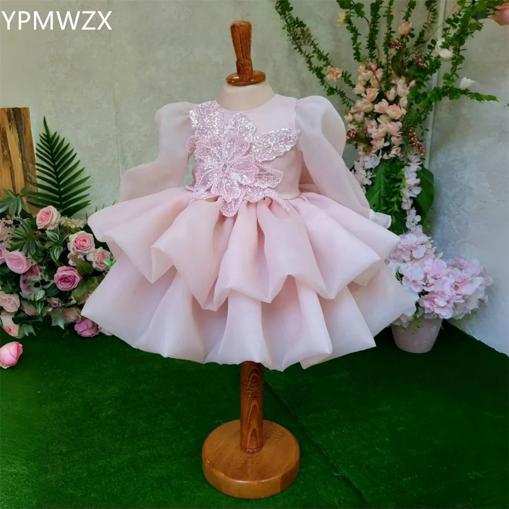 

Customized Prom Gown Formal Evening Dress YPMWZX Scoop Neckline Ball Knee Length Skirts Draped 3D Flower Sequin Girl