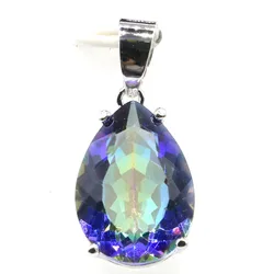 Buy 4 Get 1 Free 27x13mm Highly Recommend Fire Rainbow Mystic Topaz Kunzite Ruby Emerald Peridot Blue Topaz  Silver Pendant
