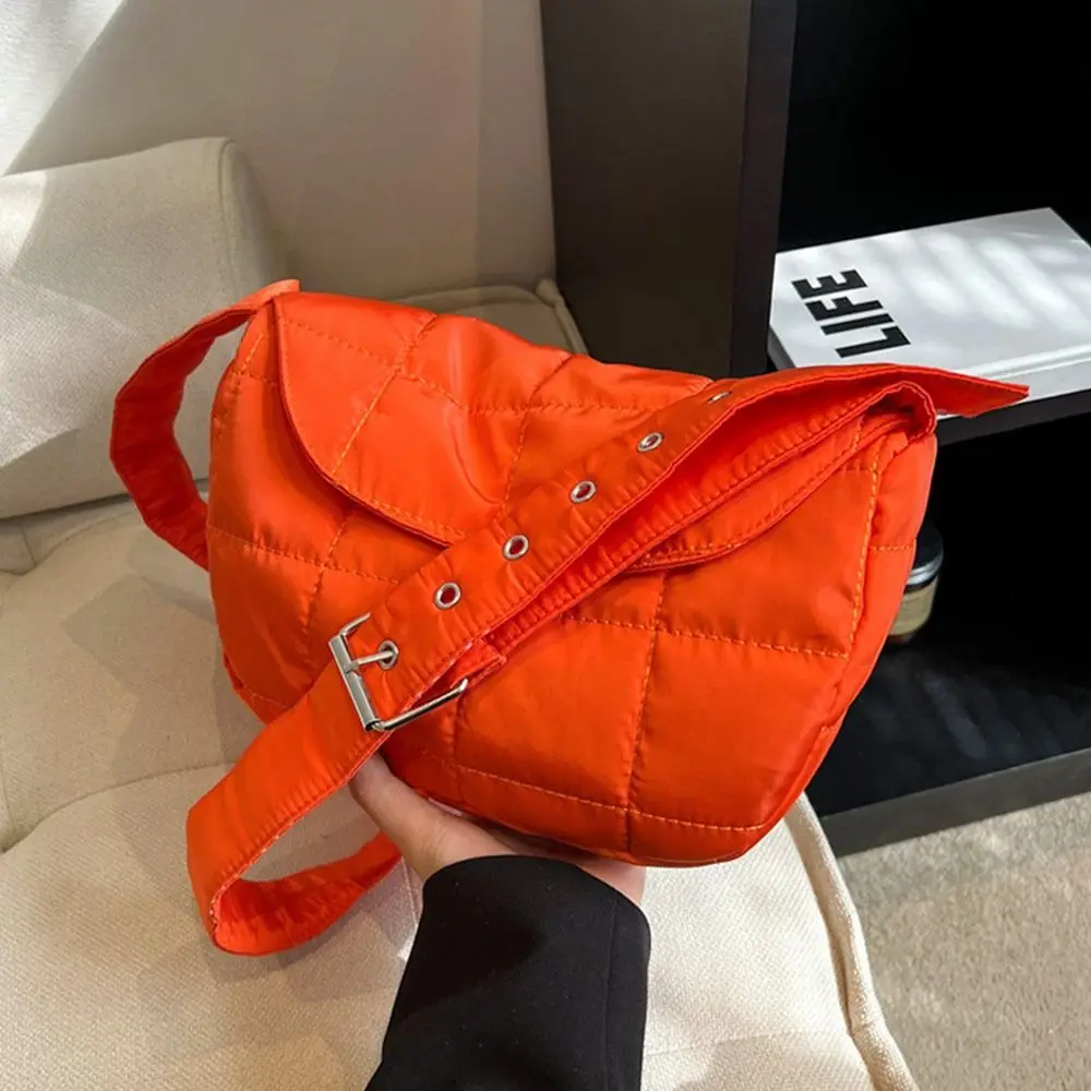 Fashion Women Quilted Handbags Girls Tote Bag Lightweight Down Cotton Padded Shoulder Bags Ladies Solid Color Underarm Bags