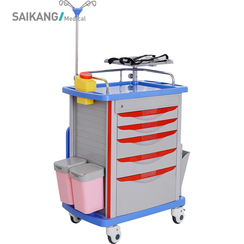 SKR054-ET SAIKANG Sale Hospital Nursing Furniture ABS Medicine  Emergency Cart