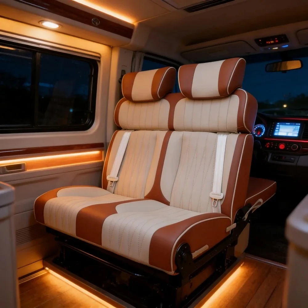 Luxury Customizable Leather car Seat Multifunctional Wholesale Converts RV Caravan Camper Vans Motorhomes Into Swivel Flat Beds