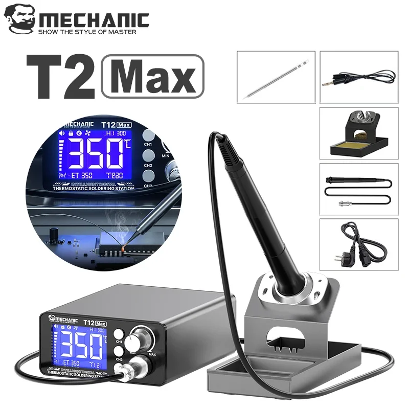 MECHANIC T12 MAX Soldering Station 5s Heat 6s Melt One-Touch Digital Display Constant Temperature Soldering Iron Kit Repair tool