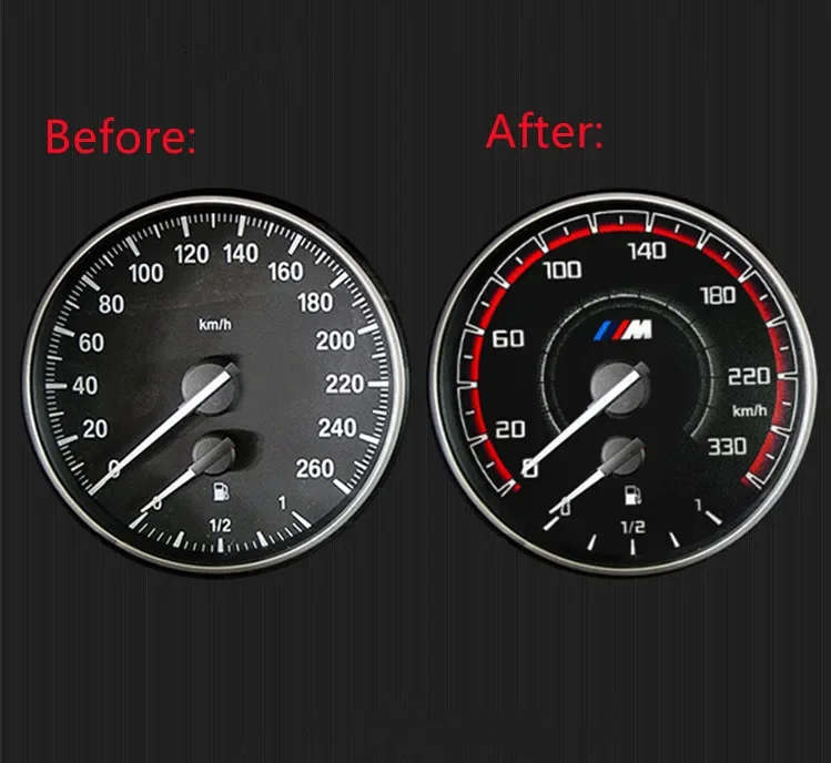 Counter Dial Gauge Faces 330KM/H For BMW E90 E92 E93 E70 E71 X5 X6 M3-style Instrument Cluster Overlay