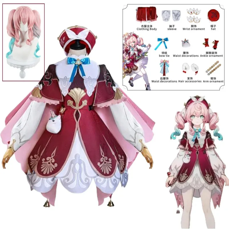 

Honkai Star Rail Hyacine Cosplay Costume Dress Wig Headwear Cute Bow Tie Props Full Set Women Girls Party Carnival Clothing Set