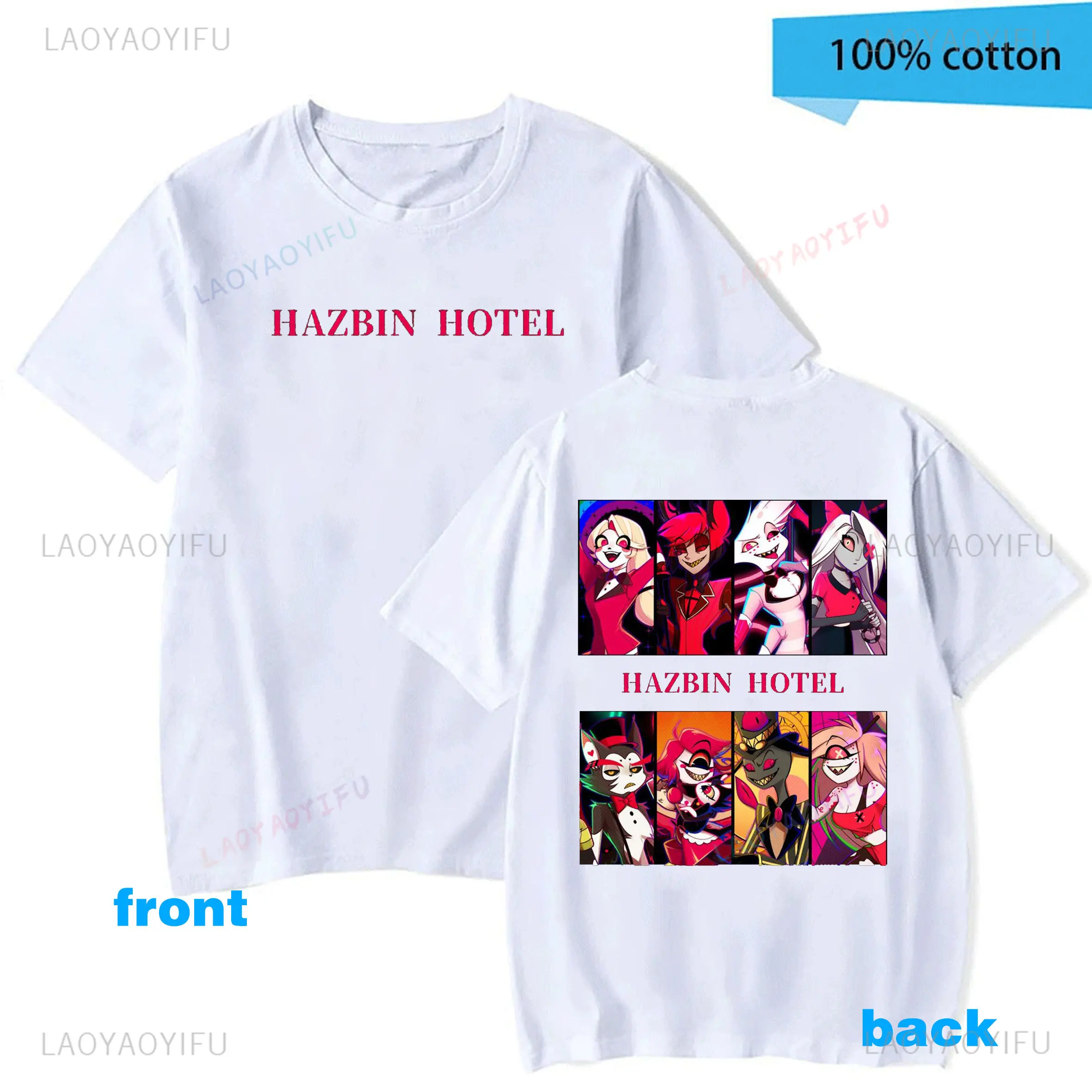 Hazbin Hotels Round Neck Tee Shirt Man Cotton Clothes Hazbin-Hotels Alastor Birthday Gift Tshirt Awesome Short Casual Unisex Top