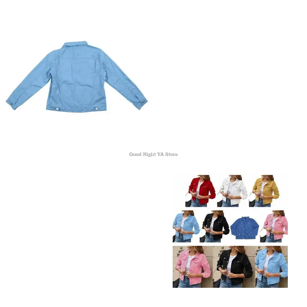 

Джинсовая куртка для женщин Джинсовая куртка с длинным рукавом Укороченные джинсовые куртки-дальнобойщики Верхняя одежда