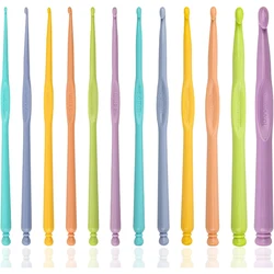 12pcs Plastic Crochet Hooks 2.0-10.0mm Crochet Needles Colorful Crochet Hook Set DIY Yarn Weaving Tools for Scarf Gloves