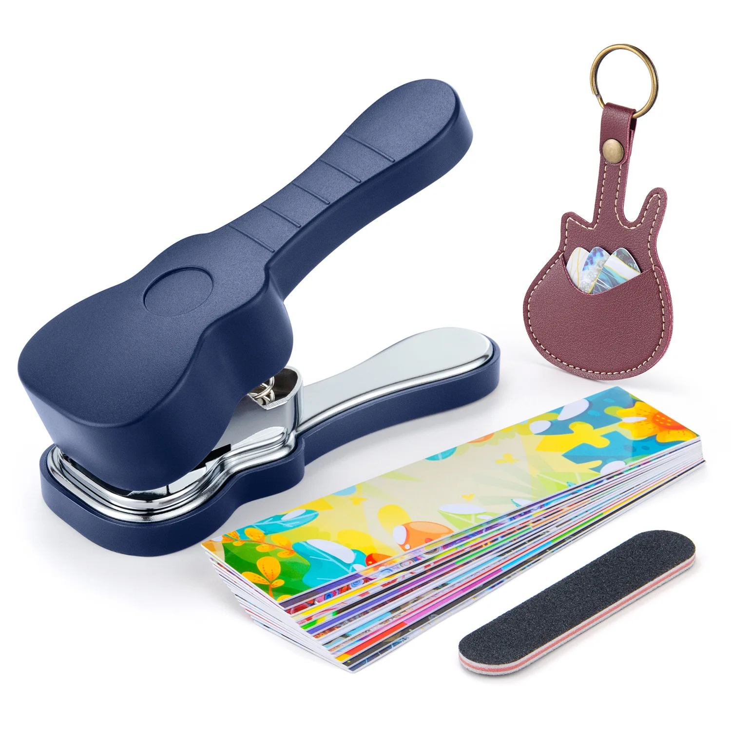 DIY Guitar Hole Puncher, Guitar Pick Punch Tool Kit, Custom Plectrum Maker with 15PCS Colorful Sanding File for Guitar Players