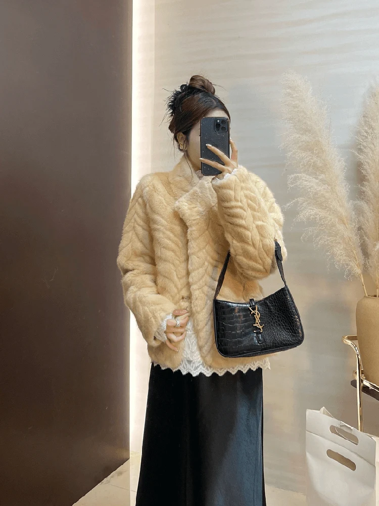 

Женское пальто из искусственного меха на осень-зиму Thiened Gold Le Mink ort, теплое пальто из искусственной кожи, длинное пальто све