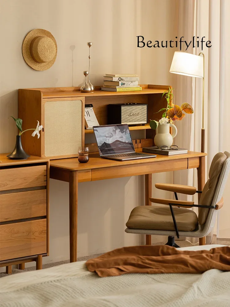 

study desk solid wood desk all solid wood workbench Nordic medieval home furnishing black walnut