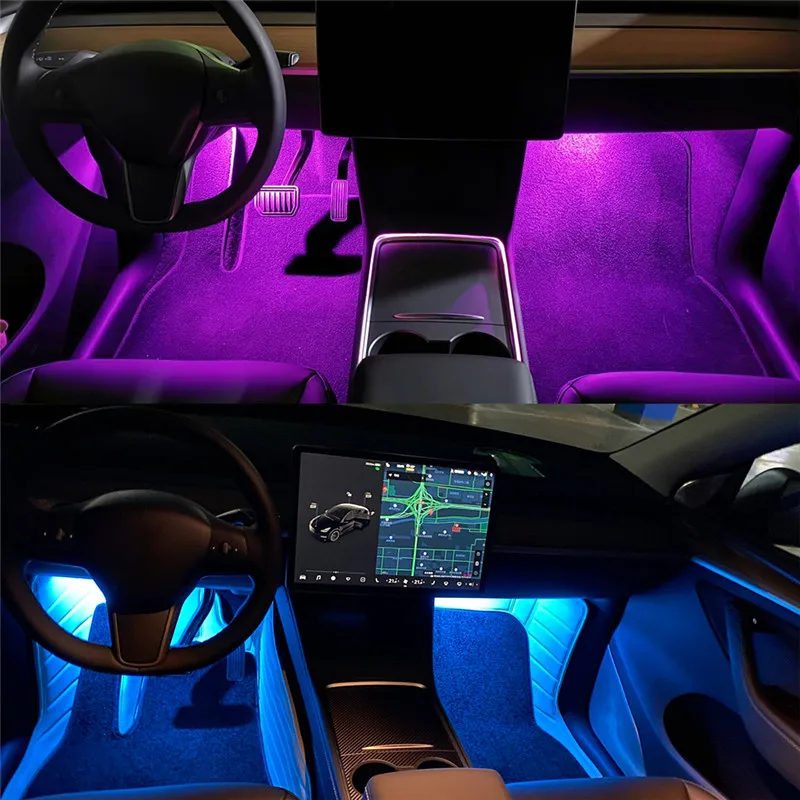 

For Tesla Model S Model X Model 3 Atmosphere Lamp Projector Trunk Lamp Car Footwell Lights Accessories
