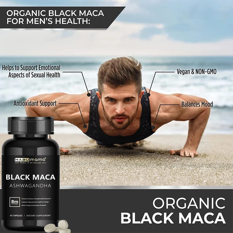 Male Enhancing Supplement with Black Maca- Muscle Builder Enlargement Pills - Natural Test Booster