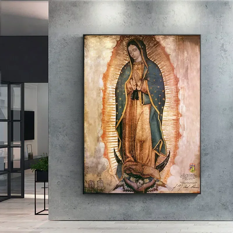 El día de la Virgen de Guadalupe en México, carteles e impresiones en lienzo, arte de pared, lienzo, Retrato, imagen para decoración de sala de estar