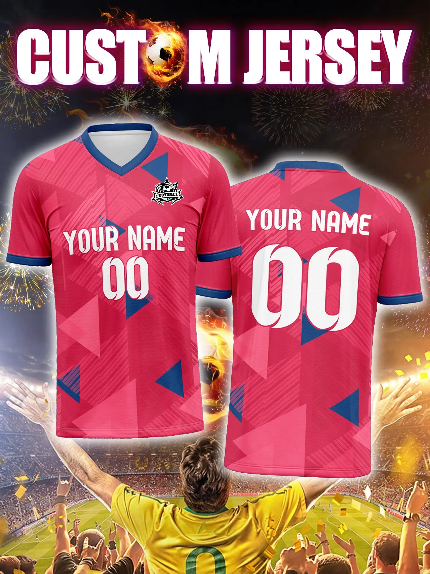 

Спортивная футболка с V-образным вырезом для взрослых и детей, с индивидуальным именем и номером, быстросохнущая, модная, с сублимационной печатью, 2026