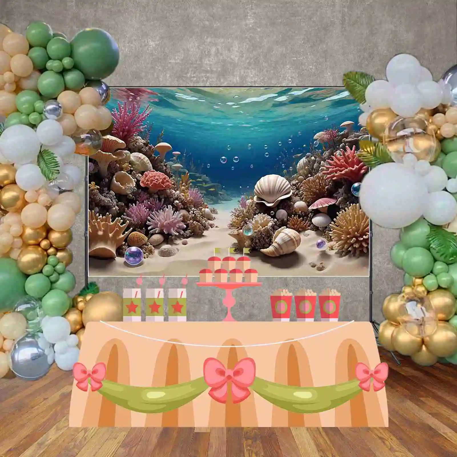 MOON.QG Underwater Coral Background Photography Fish White Shell Seaweed Photozone Backdrop Baby Photo Studio Photozone Supplies