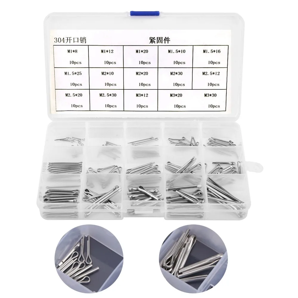 150 Pcs 304 Stainless Steel Cotter Pins Small Cotter Pins 15 Sizes Cotter Pin Assortment Kit Heavy Duty Hardware Pins