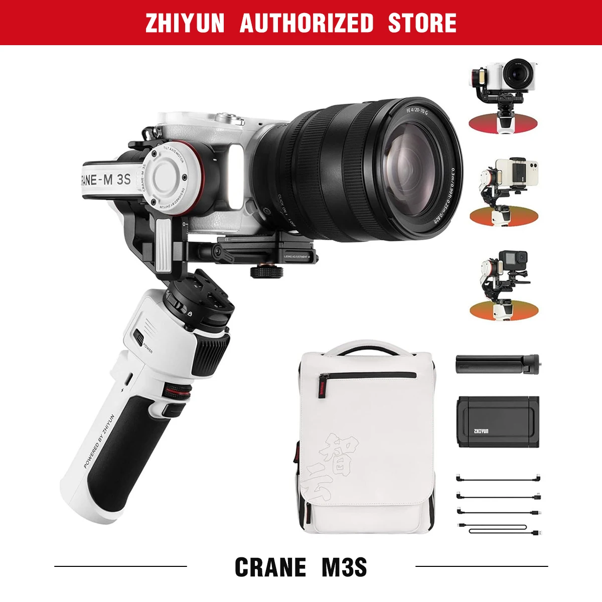 ZHIYUN Crane M3S M 3S Handheld Gimbal 3-Axis Stabilizer for Mirrorless Cameras Sony Canon Smartphone iPhone Action Camera Gopro