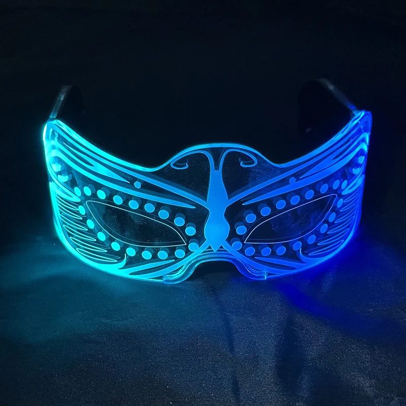 Fashion Half Face Colorful Mask Men Women Masquerade Supplies Cosplay Glowing Costumes Accessory Luminous Butterfly Pattern Prop