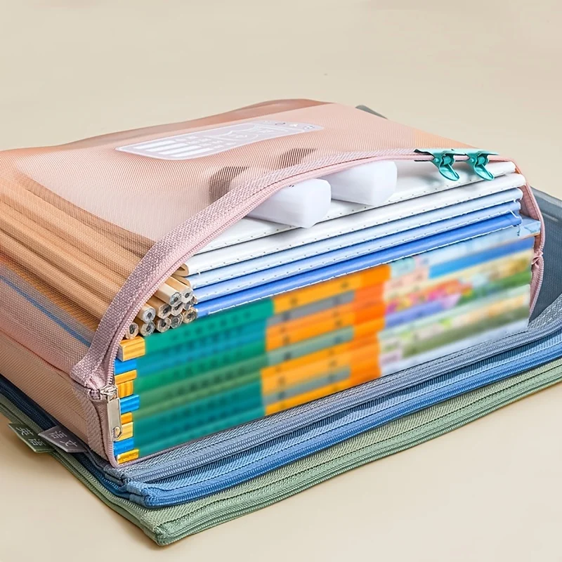 1pc File Holder Transparent Bag Document Holder With Lanyard Zipper Closure Large Capacity Clear Storage Bag A4 Organizer