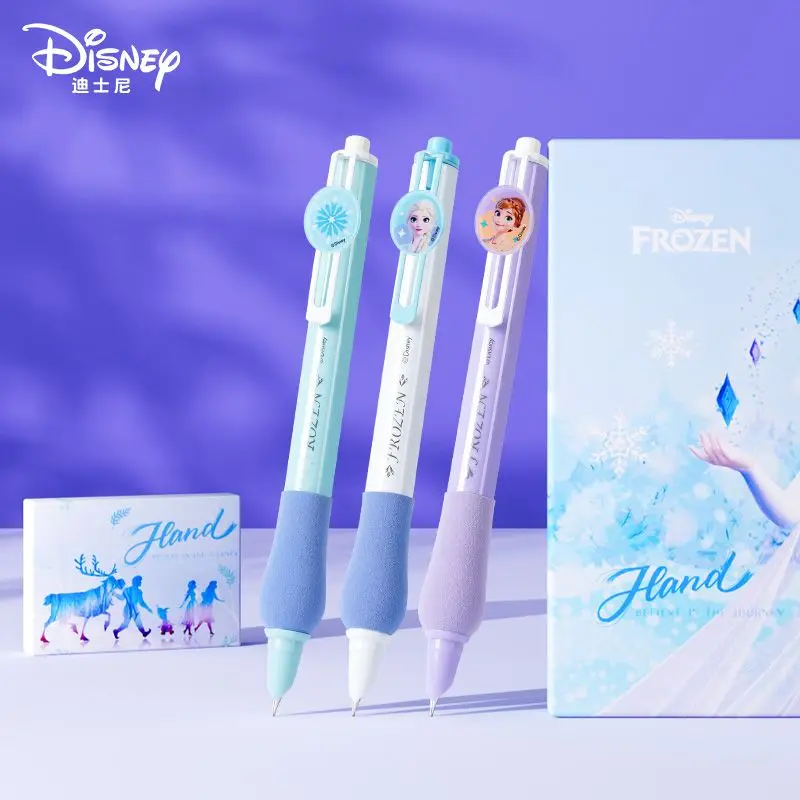 New Disney Frozen Elsa Pen Creative High-value Anime Cartoon Patch Printing Smooth Quick-drying Student's Unerasable Ink Sac Pen
